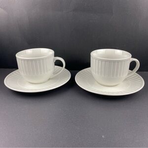 Mayfair and Jackson Cup and Saucer Set of 2 White Tea Coffee Mugs China